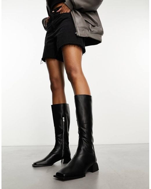 Raid Black Elixir Knee Boots With Square Toe