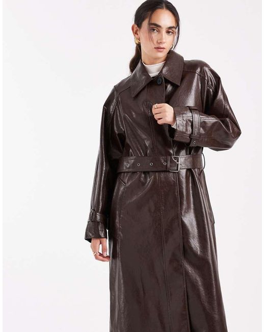 ASOS White Vinyl Top Collar Trench Jacket