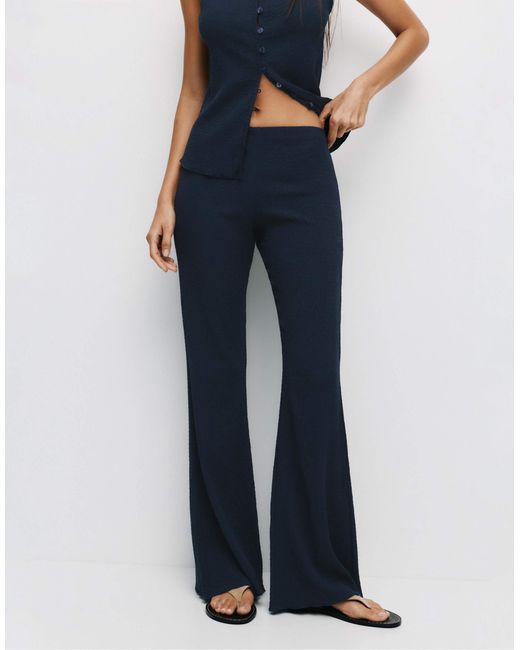 Pull&Bear Blue – gerade geschnittene hose aus crêpe