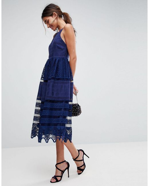 asos blue lace dress