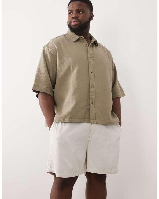 ASOS White Linen Blend Wide Shorts for men