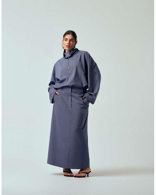 ASOS Blue Asos Design Curve Tailored Funnel Neck Jacket