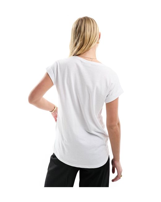 T-shirt con scollo a barchetta bianca di Vila in White