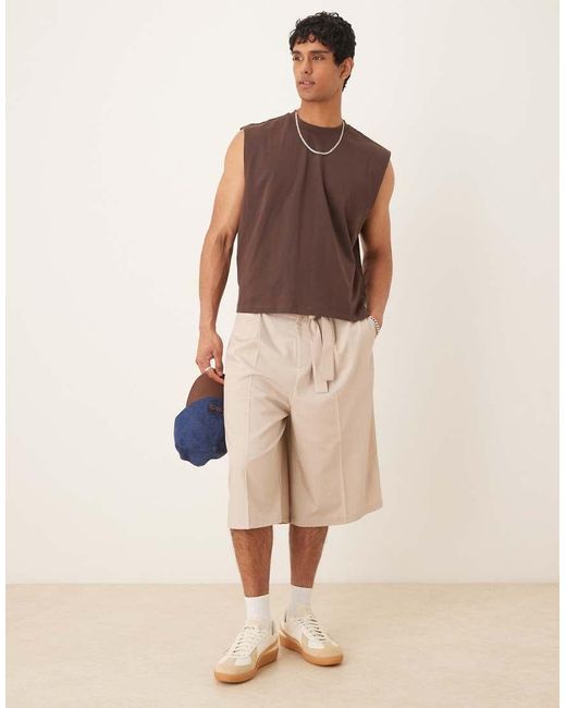Camiseta Marrón De Corte Cuadrado Extragrande Sin Mangas De ASOS de hombre de color Brown