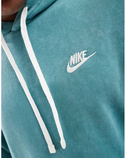 Nike – club – verwaschener kapuzenpullover in Blue für Herren