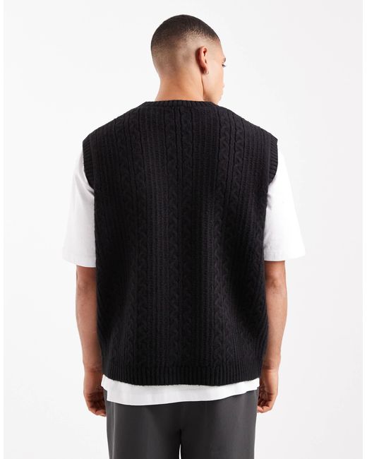 Débardeur décontracté en maille torsadée ASOS pour homme en coloris Black