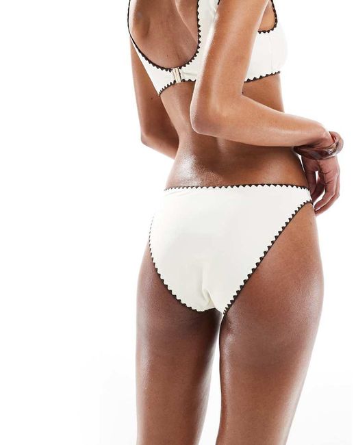 Miss Selfridge Brown Blanket Stitch Bottom