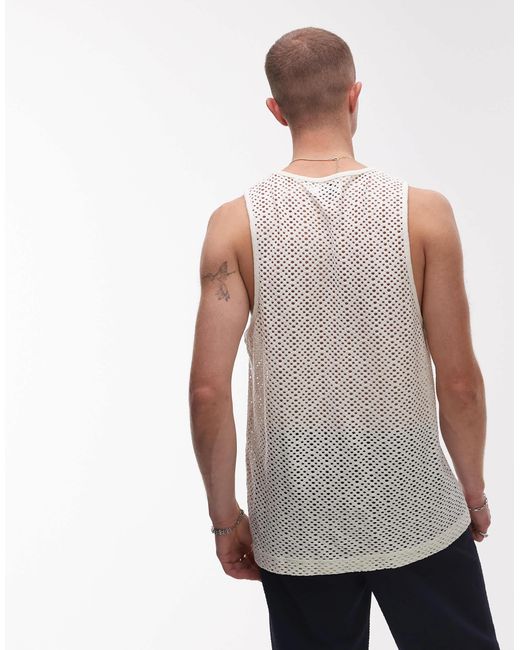 Topman White Open Mesh Vest for men