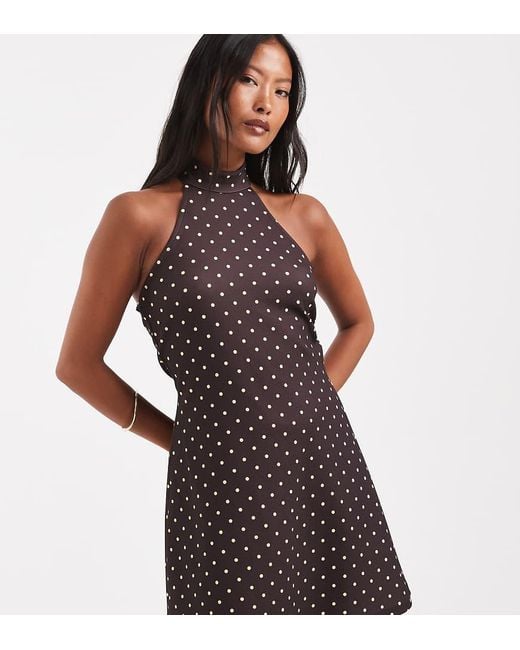 Vero Moda Brown Halter Neck Polka Dot Mini Dress