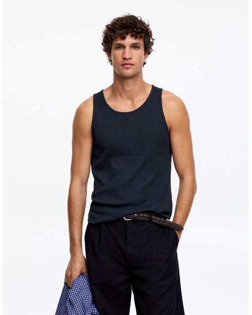 ARKET Geribbelde Tanktop in het Blue voor heren