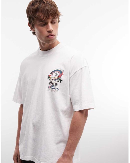 AllSaints Gray Snakepit Graphic Logo T-shirt With Back Print for men