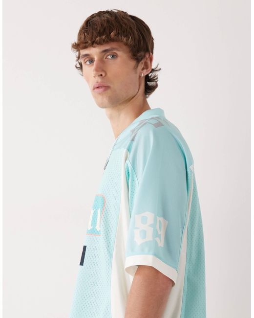 Karlkani Blue Colourblock Oversized Jersey for men