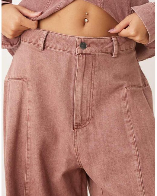 Ghospell Red Britt Wide Leg Denim Jeans