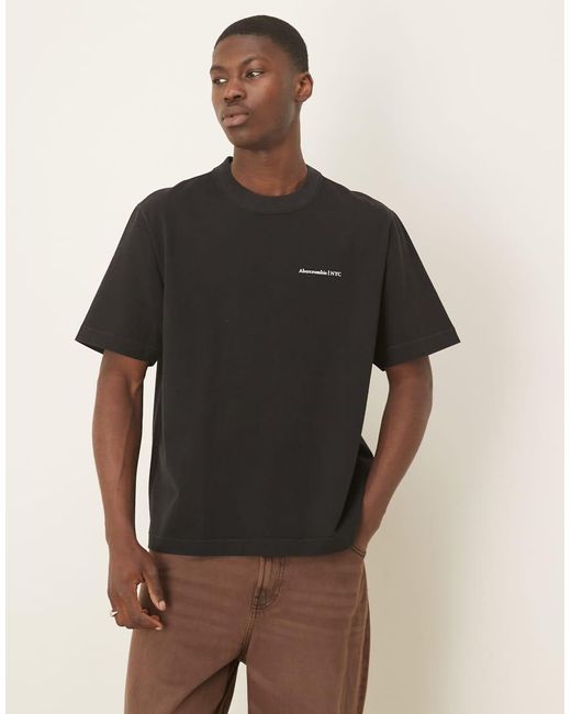 Abercrombie & Fitch Black Premium Logo T-shirt for men