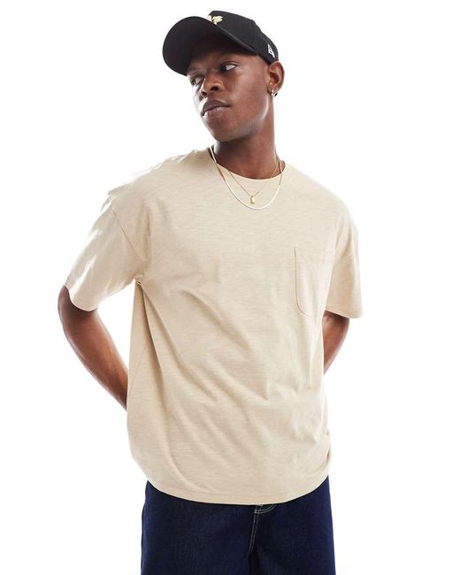 T-Shirt Color Pietra Con Tasca Fiammata di New Look in Natural da Uomo