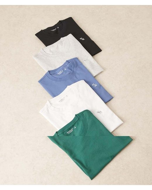 Pack De 5 Camisetas De Color Azul, Verde Y Beis De Manga Corta Icon De Abercrombie & Fitch de hombre de color Green