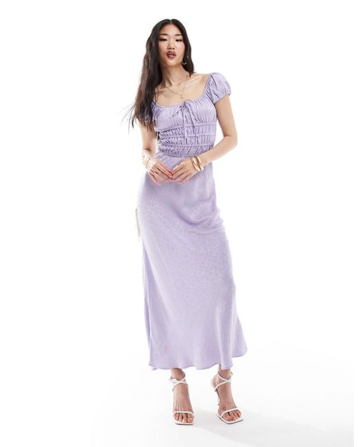 ASOS Purple Cap Sleeve Elasticated Bodice Midi Dress