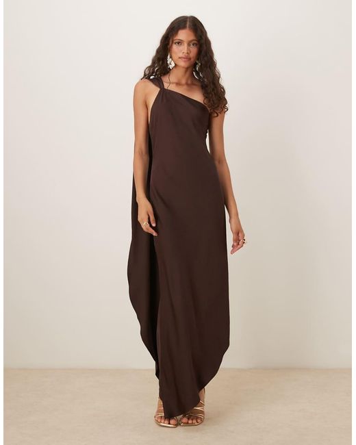 Vestido Asimétrico De Satén De Mango de color Brown