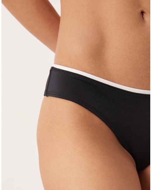 Free Society Natural High Rise Bikini Bottom With Contrast Trim