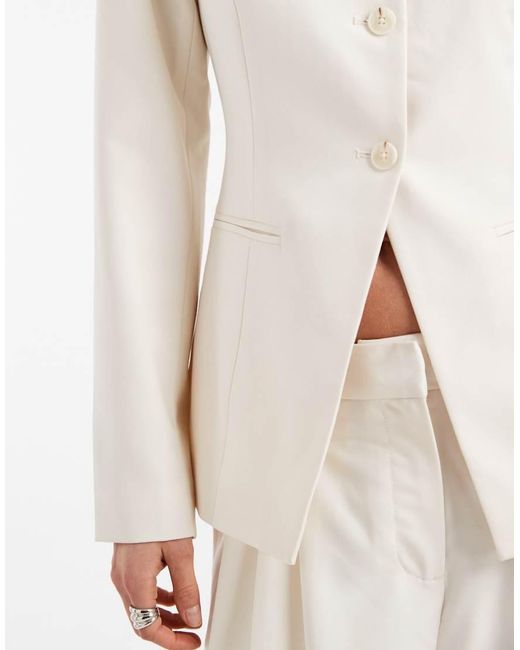 Vero Moda White Tailored Collarless Fitted Blazer Co-ord