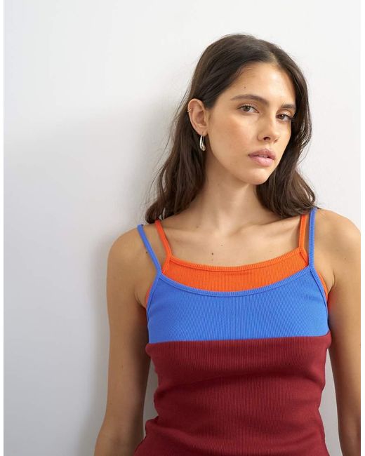 TOPSHOP Blue Colour Block Cami
