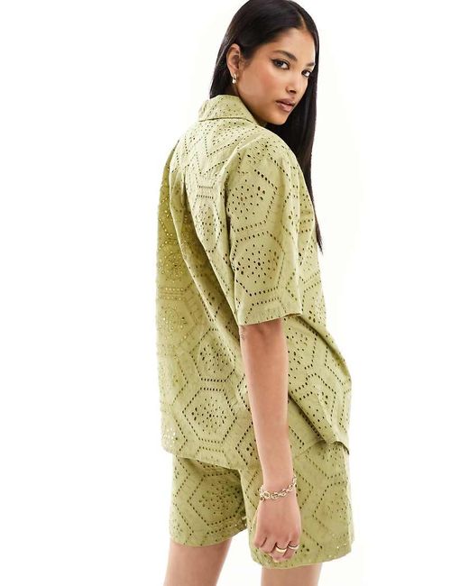 Iisla & Bird Green Oversized Broderie Beach Shirt