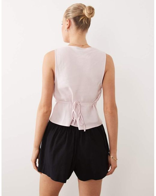 ASOS White Linen Look Pull On Shorts