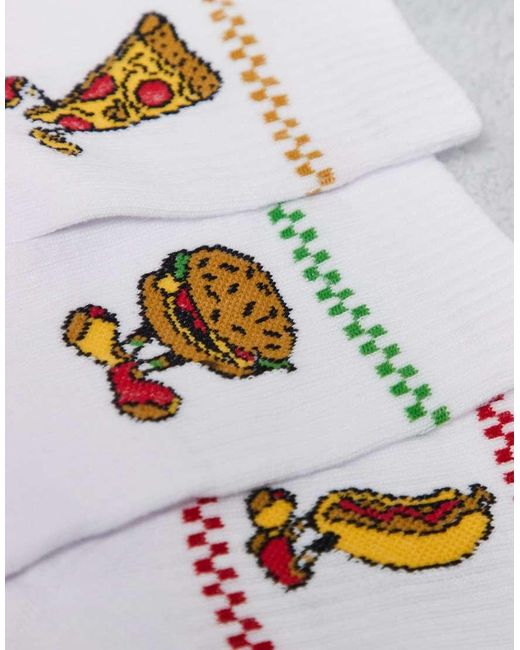 ASOS Gray 3 Pack Socks With Fast Food Characters With Embroidery for men