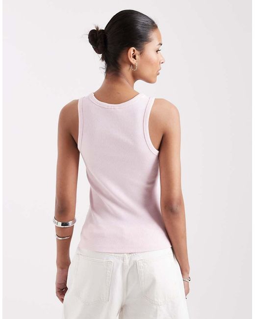 JJXX Pink Ribbed Vest With Scoop Neck