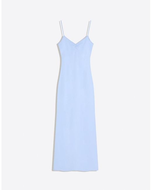 Bershka Blue Ruched Strap Midi Dress