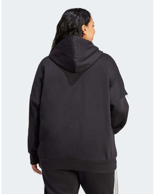 Adidas Originals Blue Essentials 3-Stripes Full-Zip Fleece Hoodie (Plus Size)