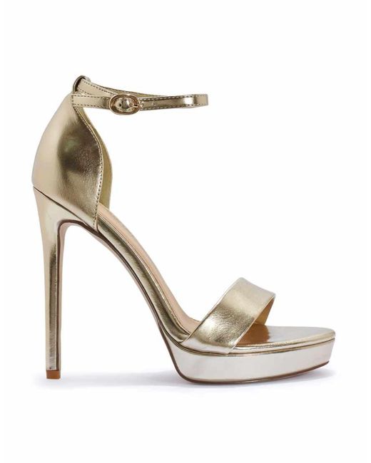 SEQWL Metallic Open Toe High Stiletto Heel Sandals With Buckle Strap