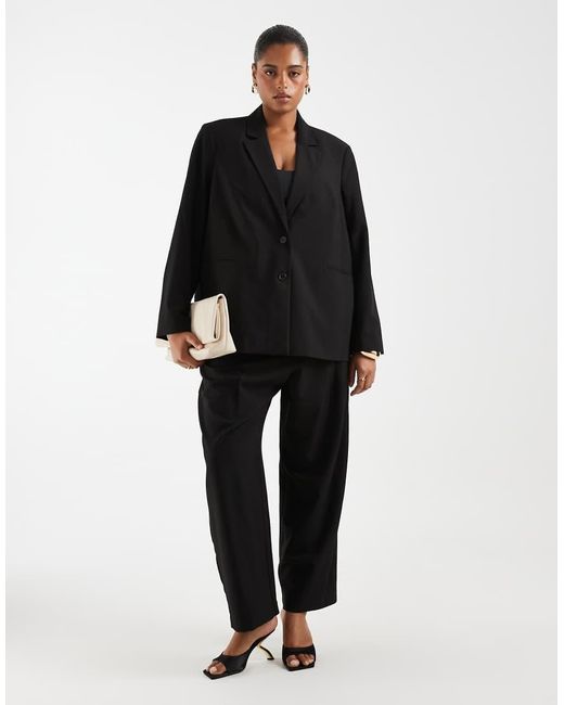 Pieces Plus Black Pieces Curve Oversized Tailored Blazer Co-ord