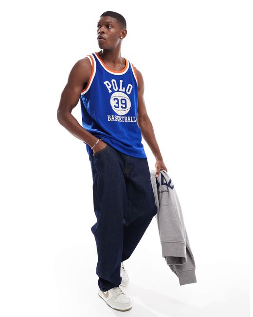 Polo Ralph Lauren – basketball-trägertop aus netzstoff in Blue für Herren