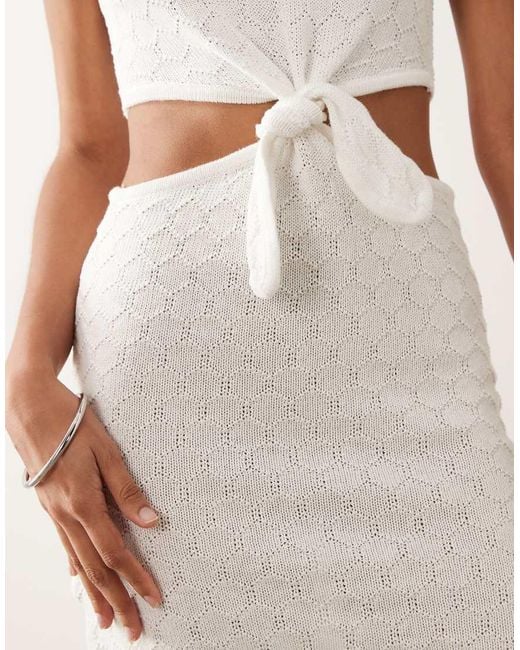 Mango Natural Teen Embroidered Cut Out Halterneck Mini Dress