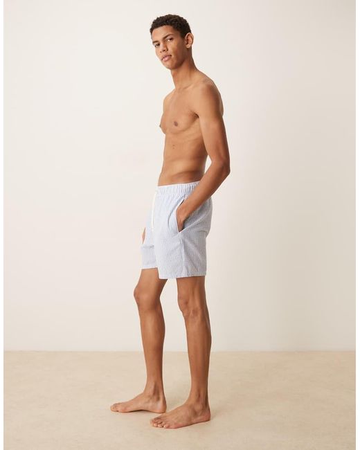 ASOS Blue Seersucker Swim Shorts for men