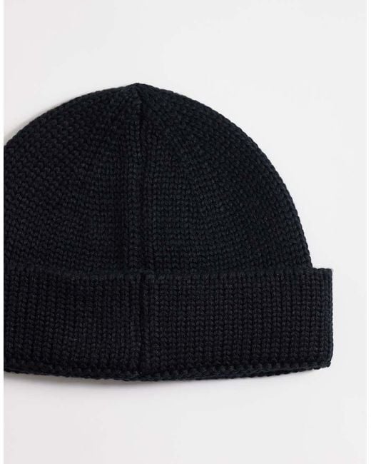 ASOS Blue Knitted Rib Mini Fisherman Beanie for men