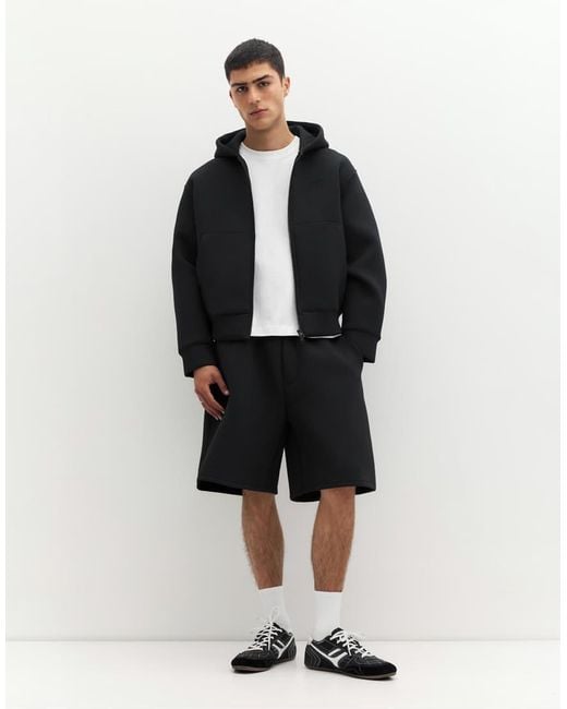 Pull&Bear Black Stwd Zip-up Hoodie for men