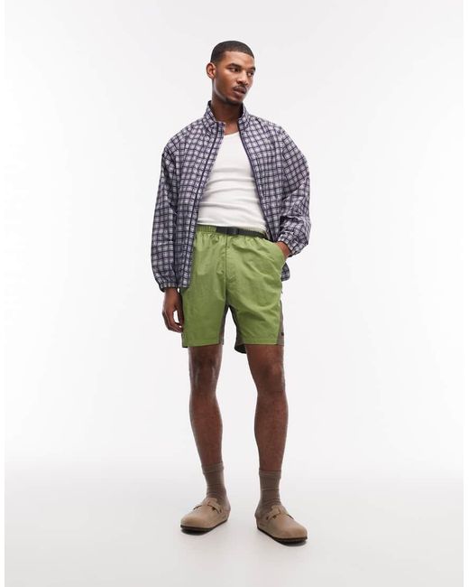 Gramicci Green Nylon Block Slim Fit Shorts for men