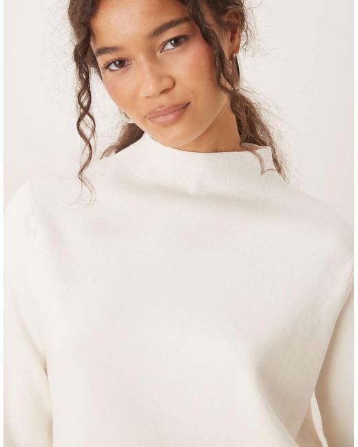Mango White Mock Neck Jumper
