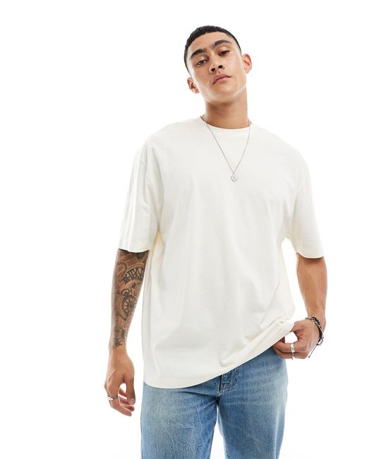 Camiseta extragrande con estampado ASOS de hombre de color White