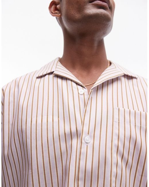 Topman Pink Short Sleeve Smart Relaxed Shirt for men