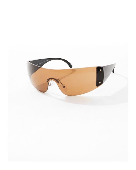 ASOS Brown 00s Rimless Sunglasses for men