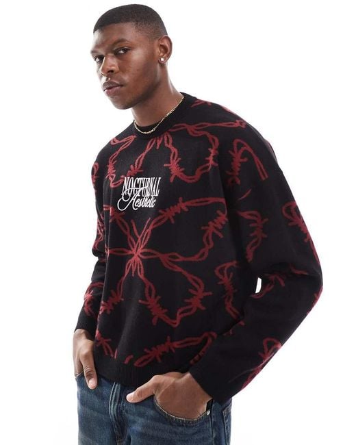 Bershka Blue Butterfly Graphic Knitted Jumper for men