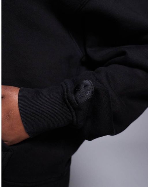 4505 Black Icon Rest Day Heavyweight 440gsm Cotton Cocoon Oversized Hoodie