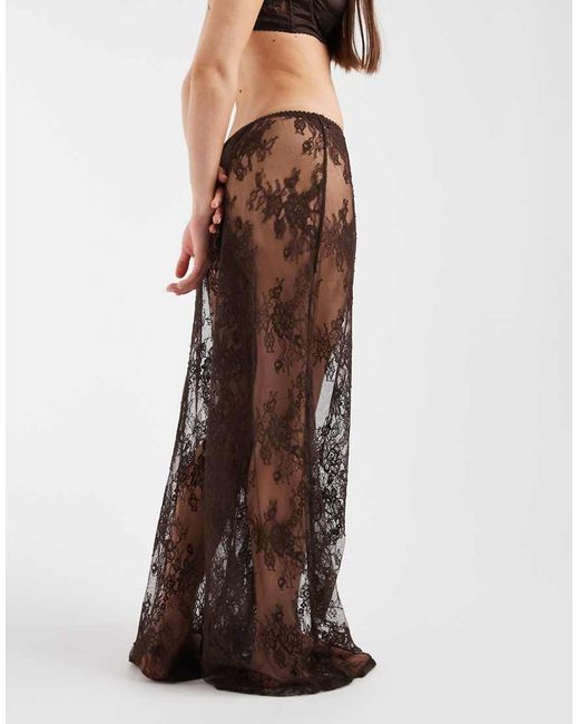 KAT THE LABEL Brown Lottie Lace Pants