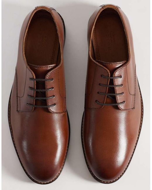 ASOS Brown Lace Up Derby Shoe With Natural Sole for men
