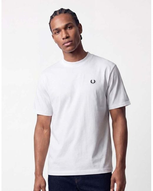 Fred Perry White Back Print Text Logo Graphic T-shirt for men