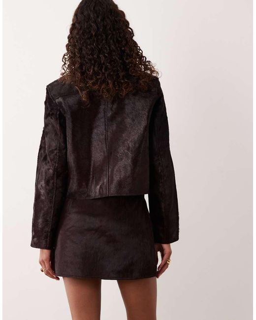Mango Black 100% Leather Mini Skirt Co-Ord