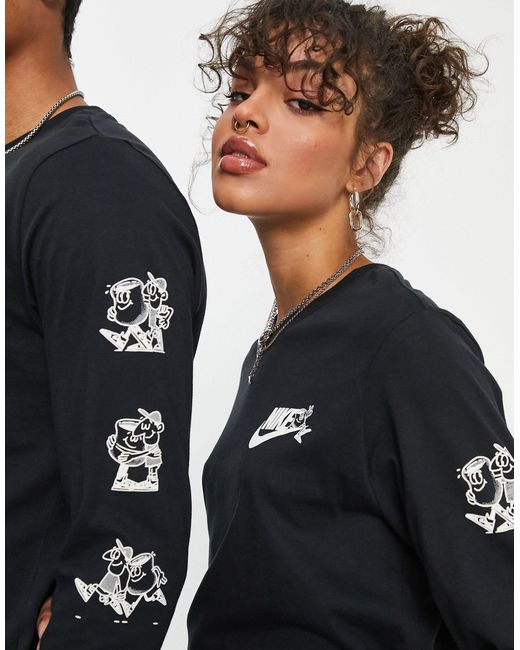 Nike 'sole Cafe Better Together' Long Sleeve Graphic Tshirt in Blue